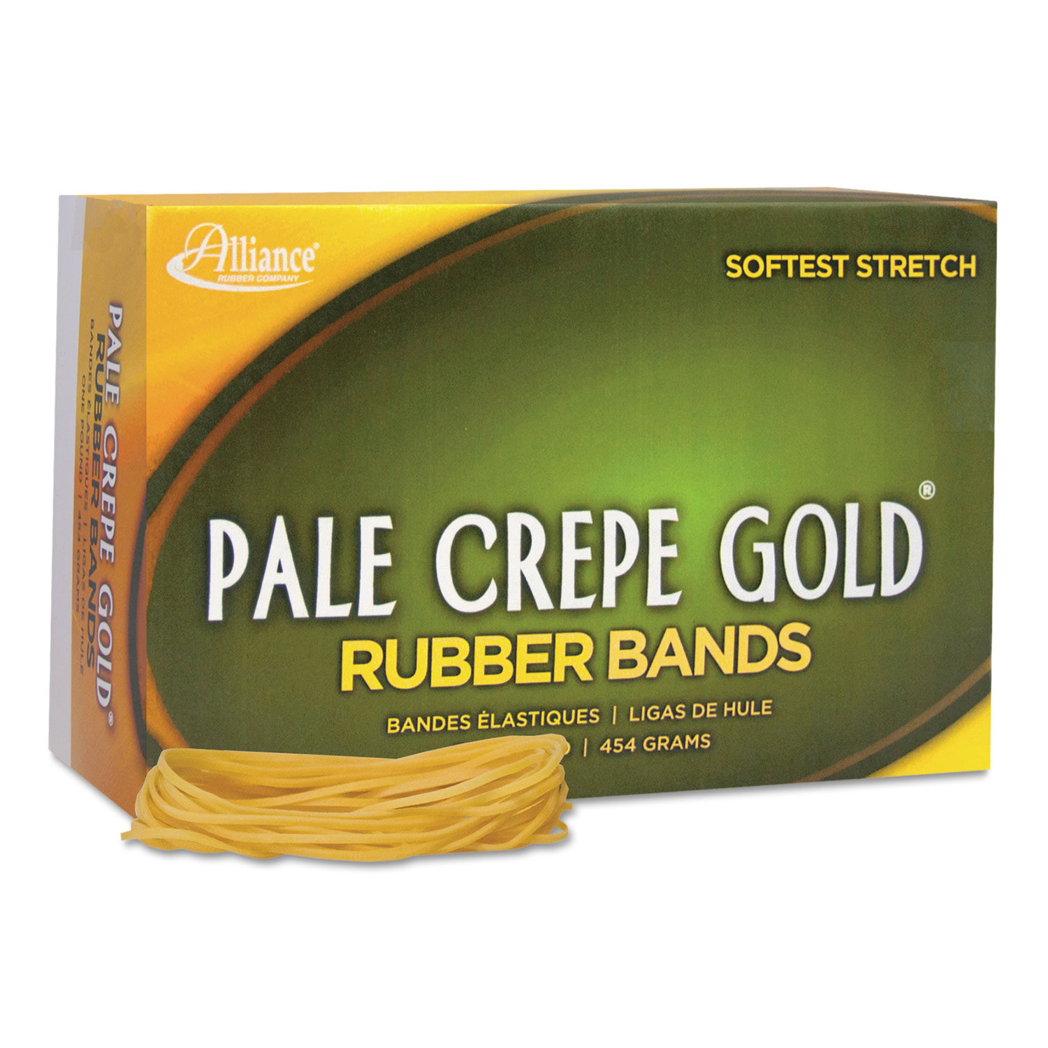 Pale Crepe Gold Rubber Bands, Sz. 19, 3-1/2 x 1/16, 1lb Box
