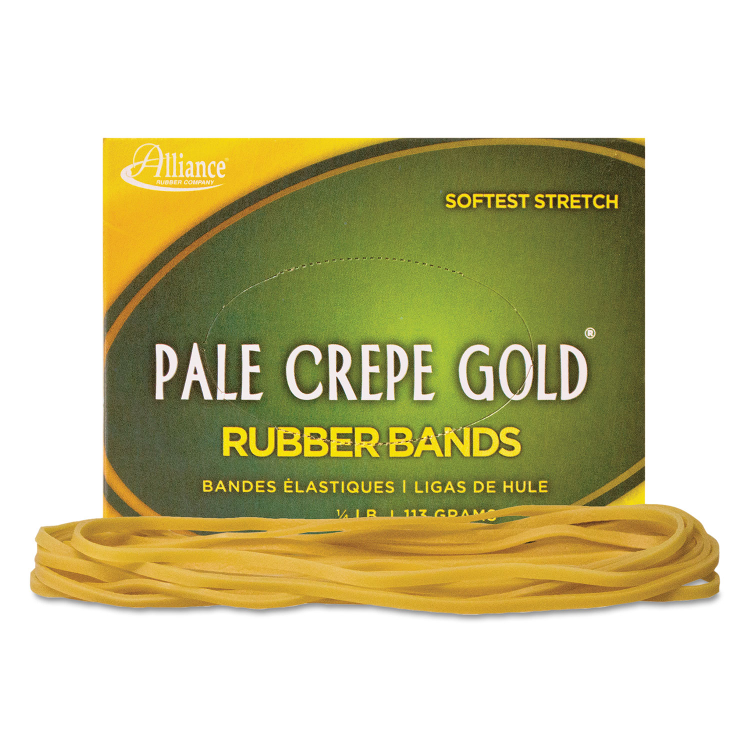 Pale Crepe Gold Rubber Bands, Sz. 117B, 7 x 1/8, 1lb Box