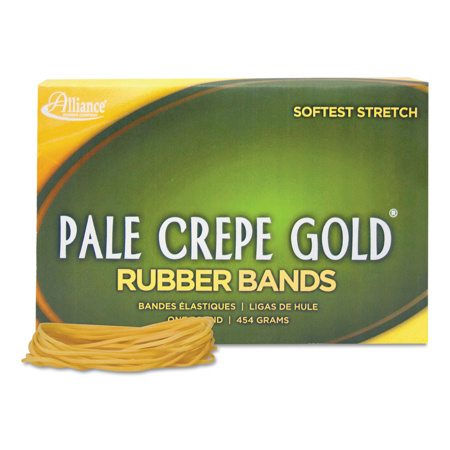  Alliance 20195 Pale Crepe Gold Rubber Bands, Size 19, 0.04 Gauge, Crepe, 1 lb Box, 1,890/Box (ALL20195) 