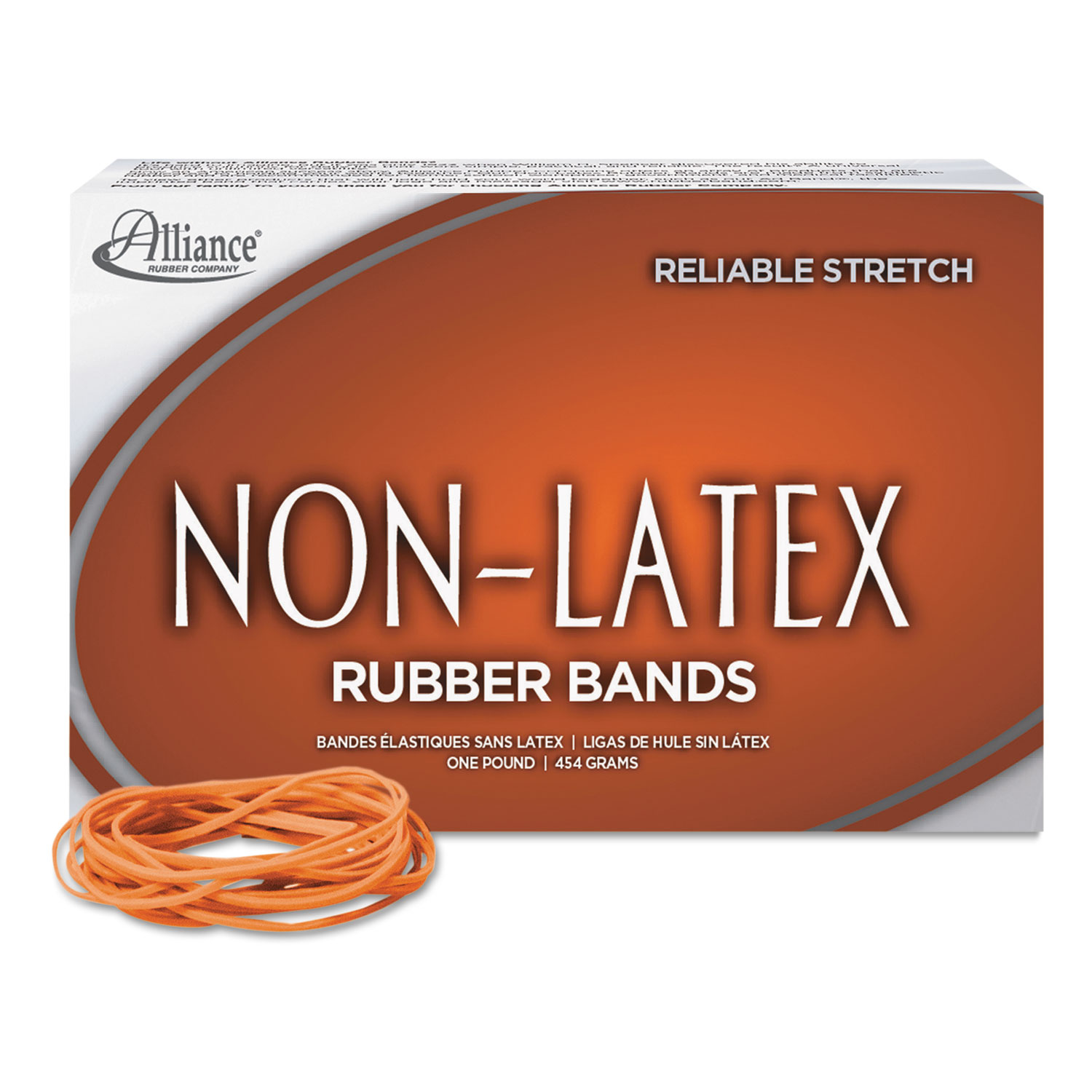  Alliance 37196 Non-Latex Rubber Bands, Size 19, 0.04 Gauge, Orange, 1 lb Box, 1,440/Box (ALL37196) 