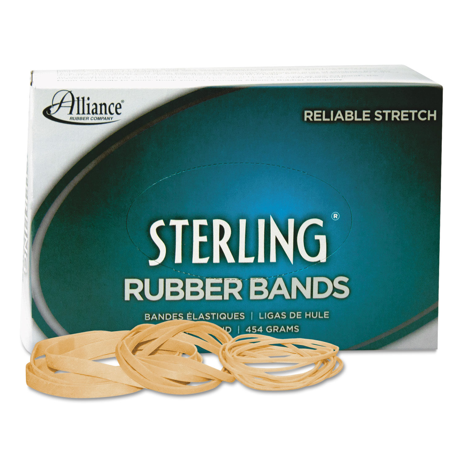 Alliance 24625 Sterling Rubber Bands, Size 62, 0.03 Gauge, Crepe, 1 lb Box, 600/Box (ALL24625) 