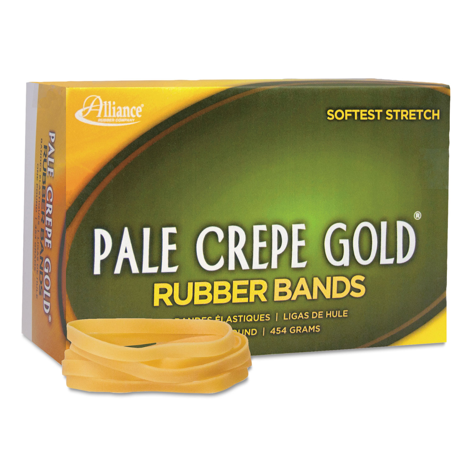 Pale Crepe Gold Rubber Bands, Sz. 64, 3-1/2 x 1/4, 1lb Box