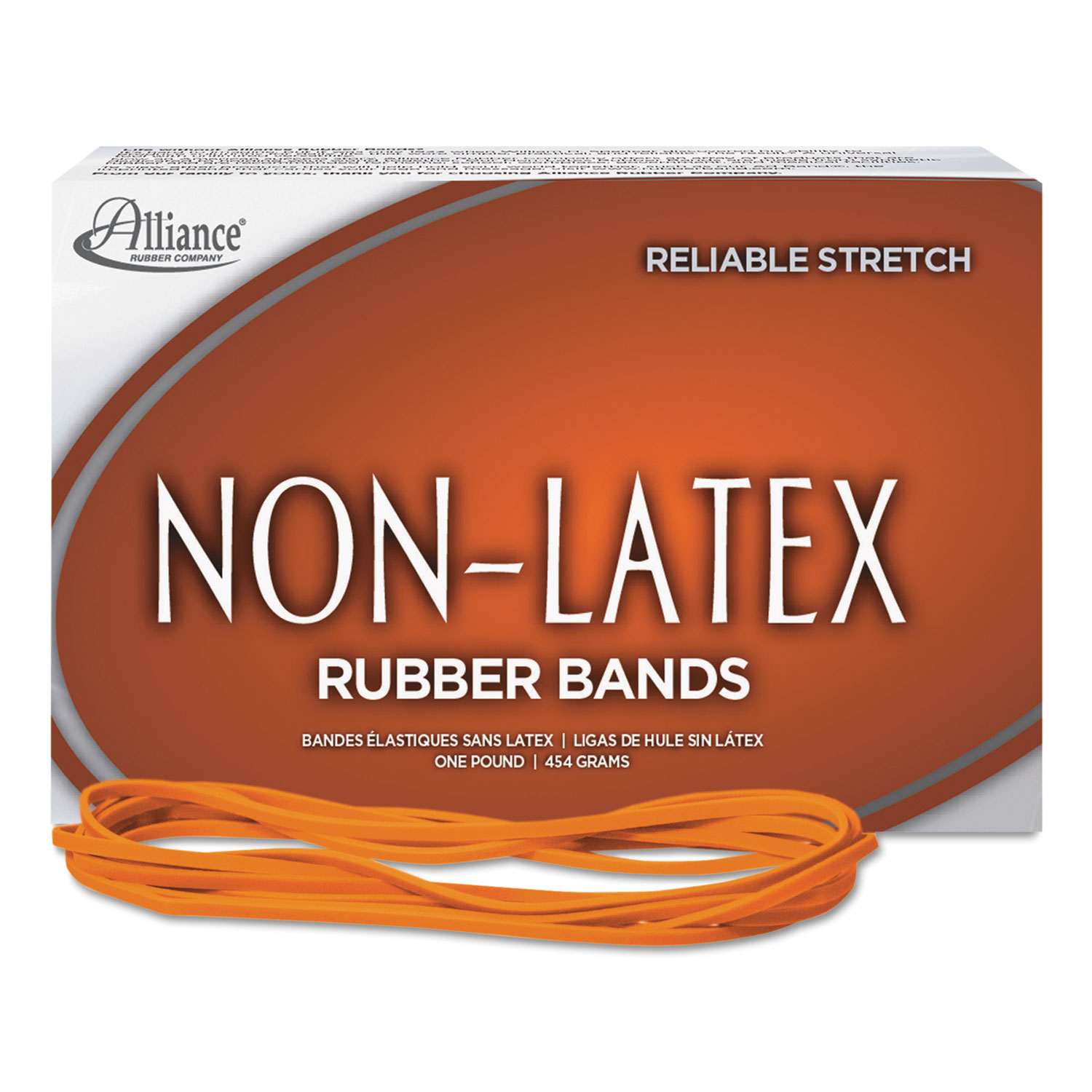 Non-Latex Rubber Bands, Sz. 117B, Orange, 7 x 1/8, 250 Bands/1lb Box