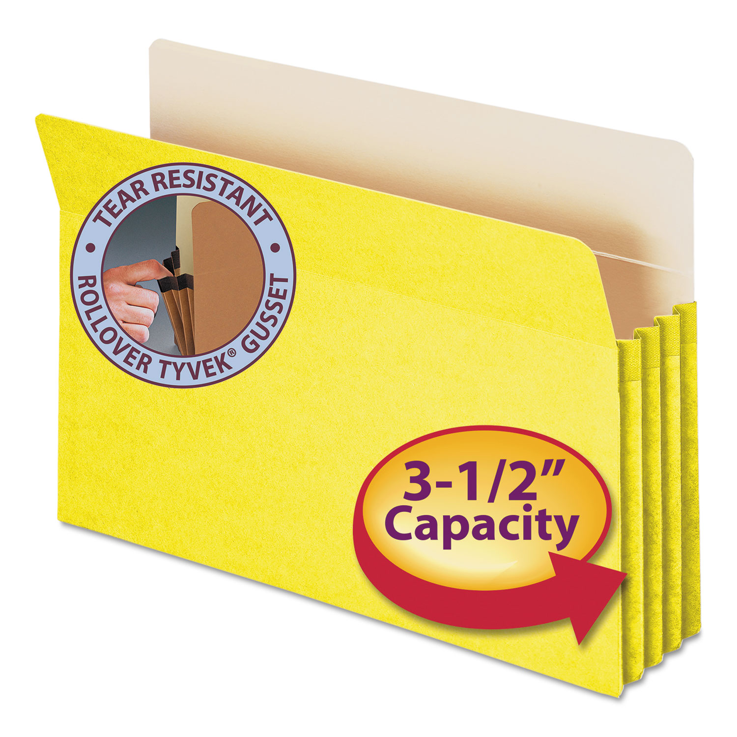  Smead 74233 Colored File Pockets, 3.5 Expansion, Legal Size, Yellow (SMD74233) 