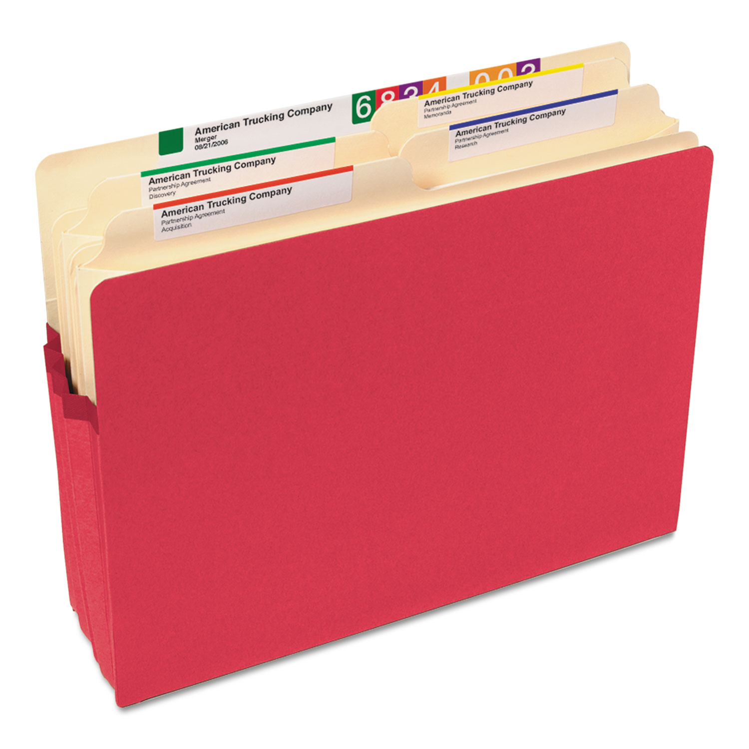 1 3/4 Exp Colored File Pocket, Straight Tab, Letter, Red