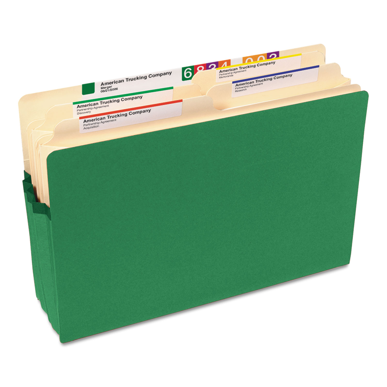 3 1/2 Exp Colored File Pocket, Straight Tab, Legal, Green