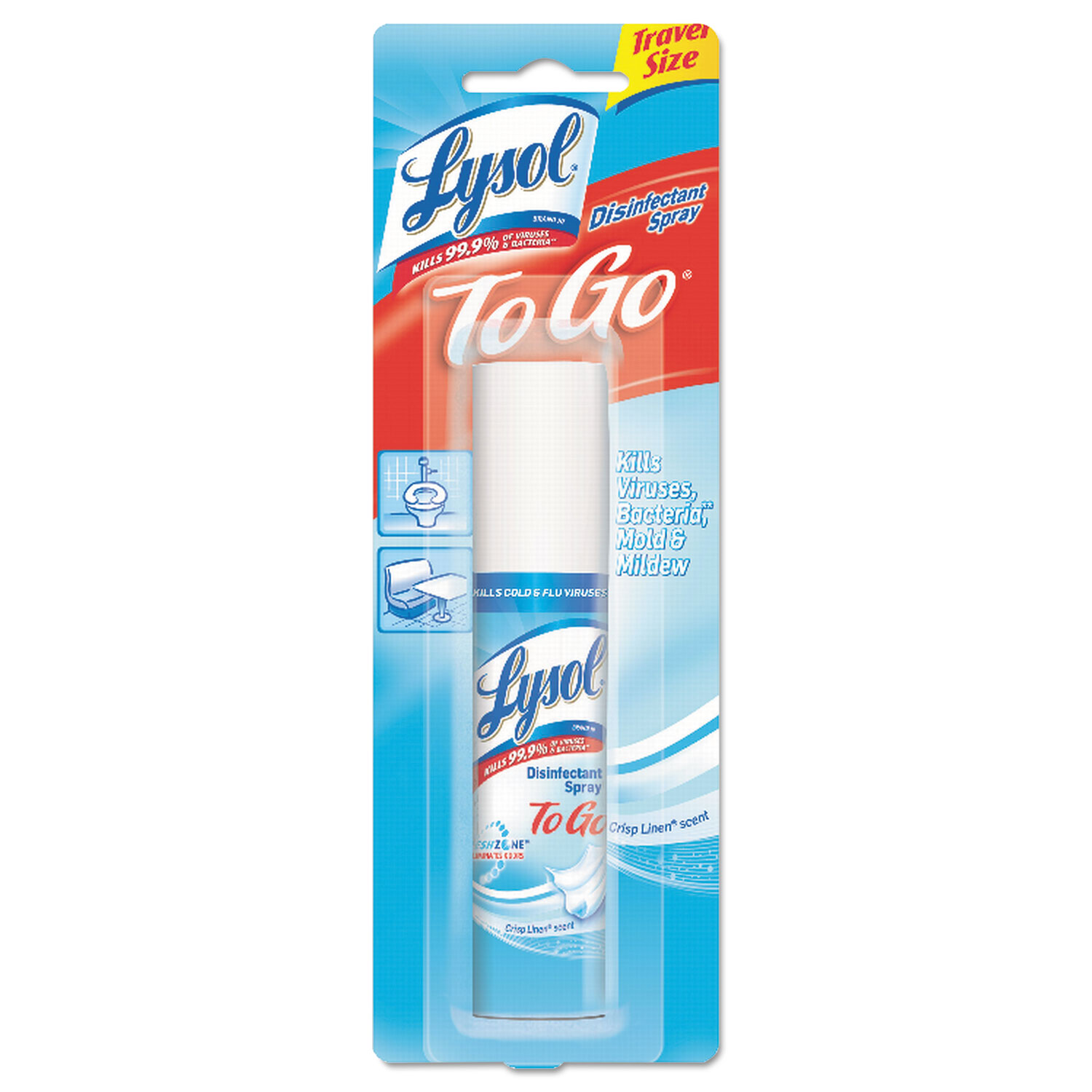  LYSOL Brand 19200-79132 Disinfectant Spray To Go, Crisp Linen, 1oz Aerosol (RAC79132CT) 
