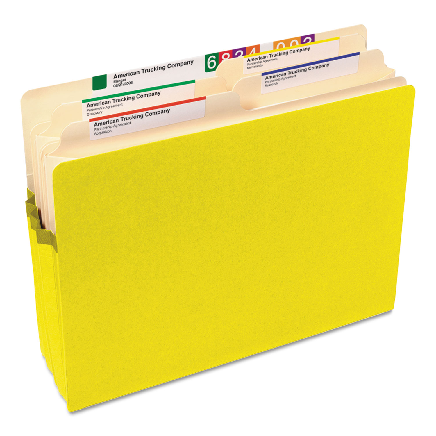 1 3/4 Exp Colored File Pocket, Straight Tab, Letter, Yellow