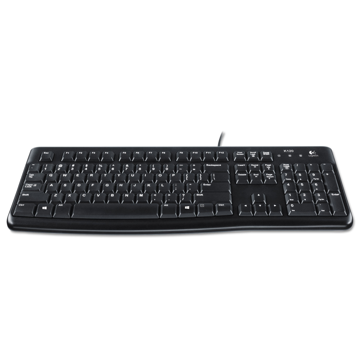 K120 Ergonomic Desktop Wired Keyboard, USB, Black