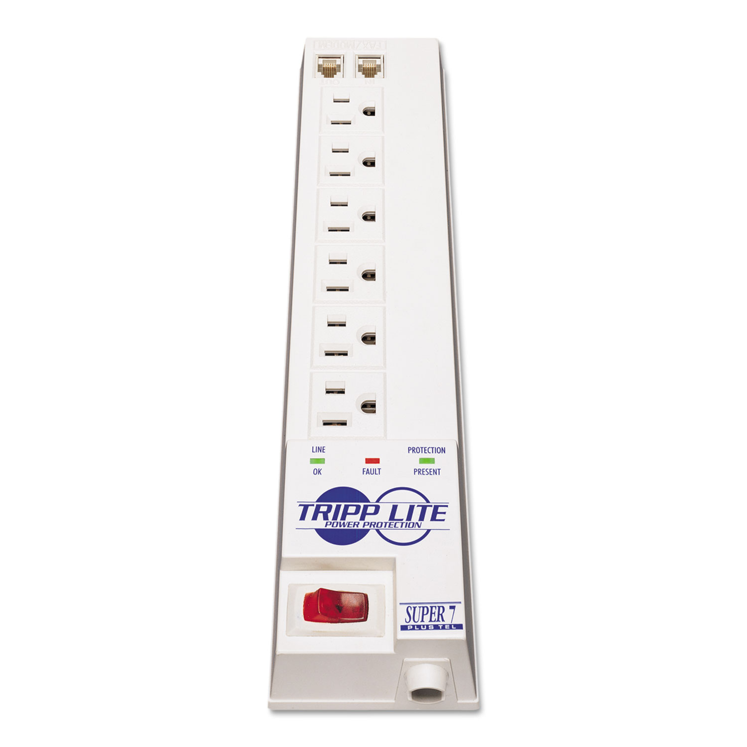 SUPER7TEL Surge Suppressor, 7 Outlets, 7 ft Cord, 2520 Joules, Light Gray