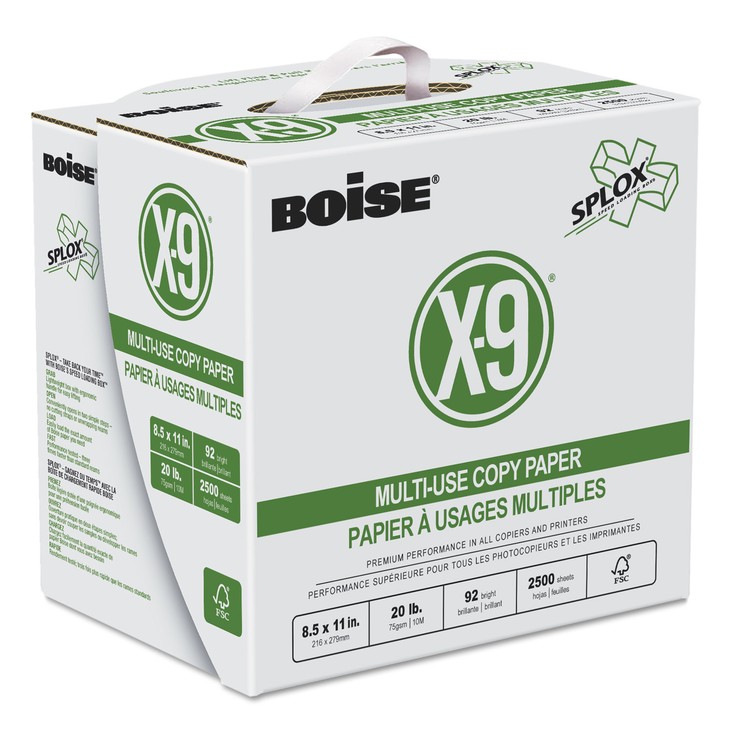  Boise SP-8420 X-9 SPLOX Multi-Use Paper , 92 Bright, 20 lb, 8.5 x 11, White, 2500 Sheets/Carton (CASSP8420) 