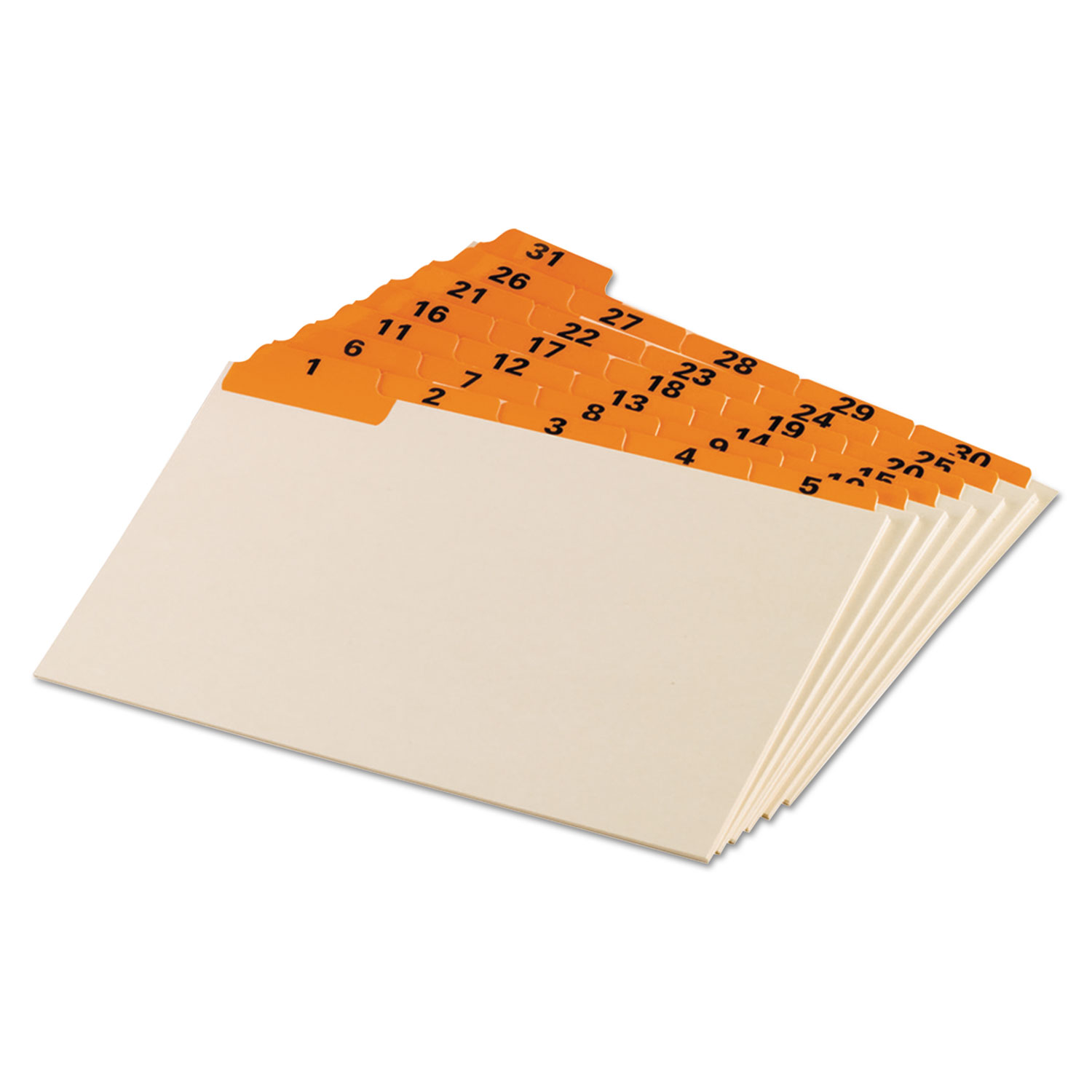 Laminated Tab Index Card Guides, Daily, 1/5 Tab, Manila, 5 x 8, 31/Set