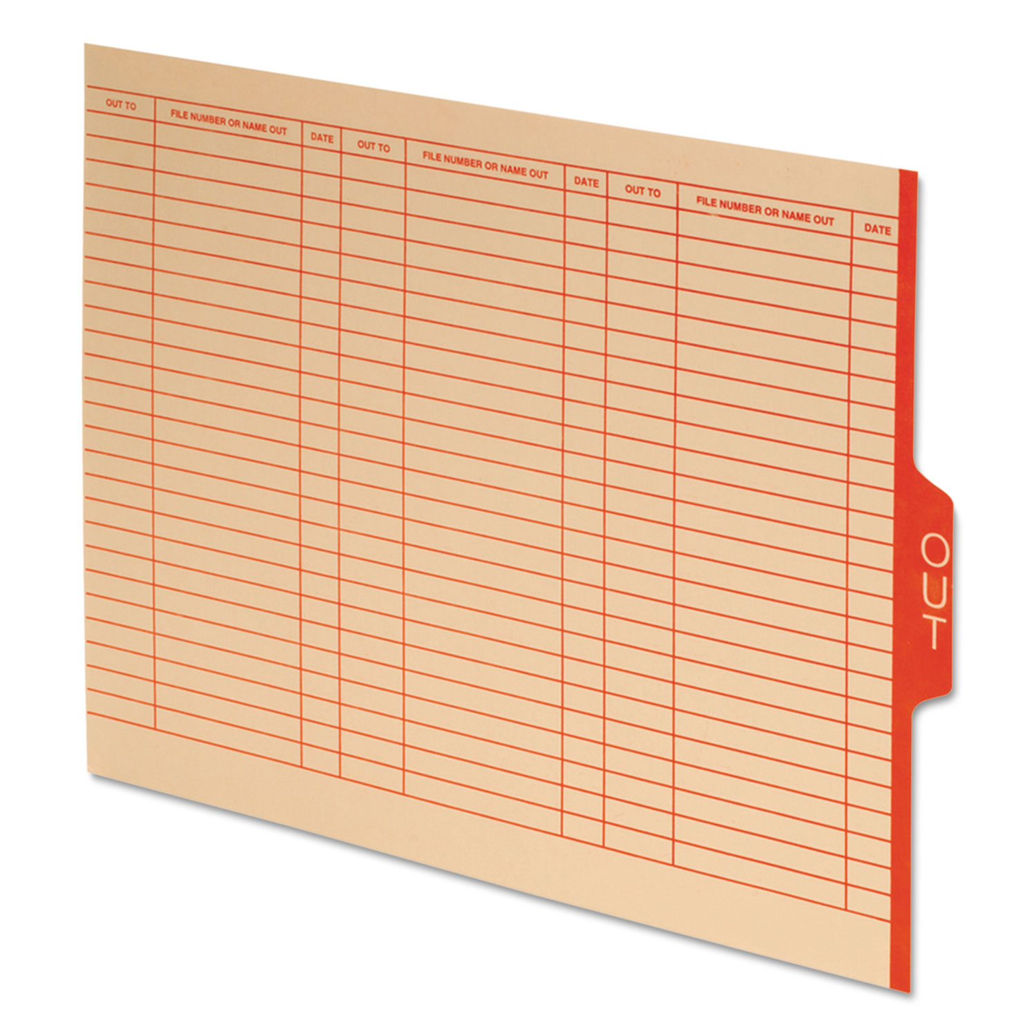 End Tab Outguides, Red Center OUT Tab, Manila, Letter, 100/Box