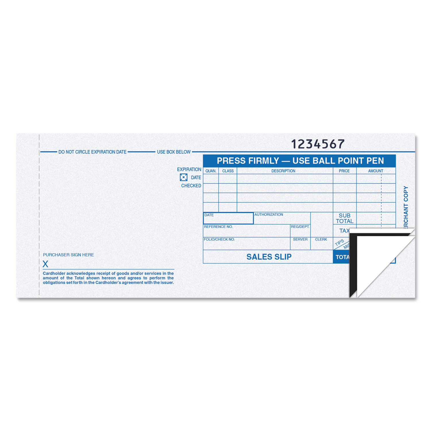  TOPS 38538 Credit Card Sales Slip, 7 7/8 x 3-1/4, Three-Part Carbonless, 100 Forms (TOP38538) 
