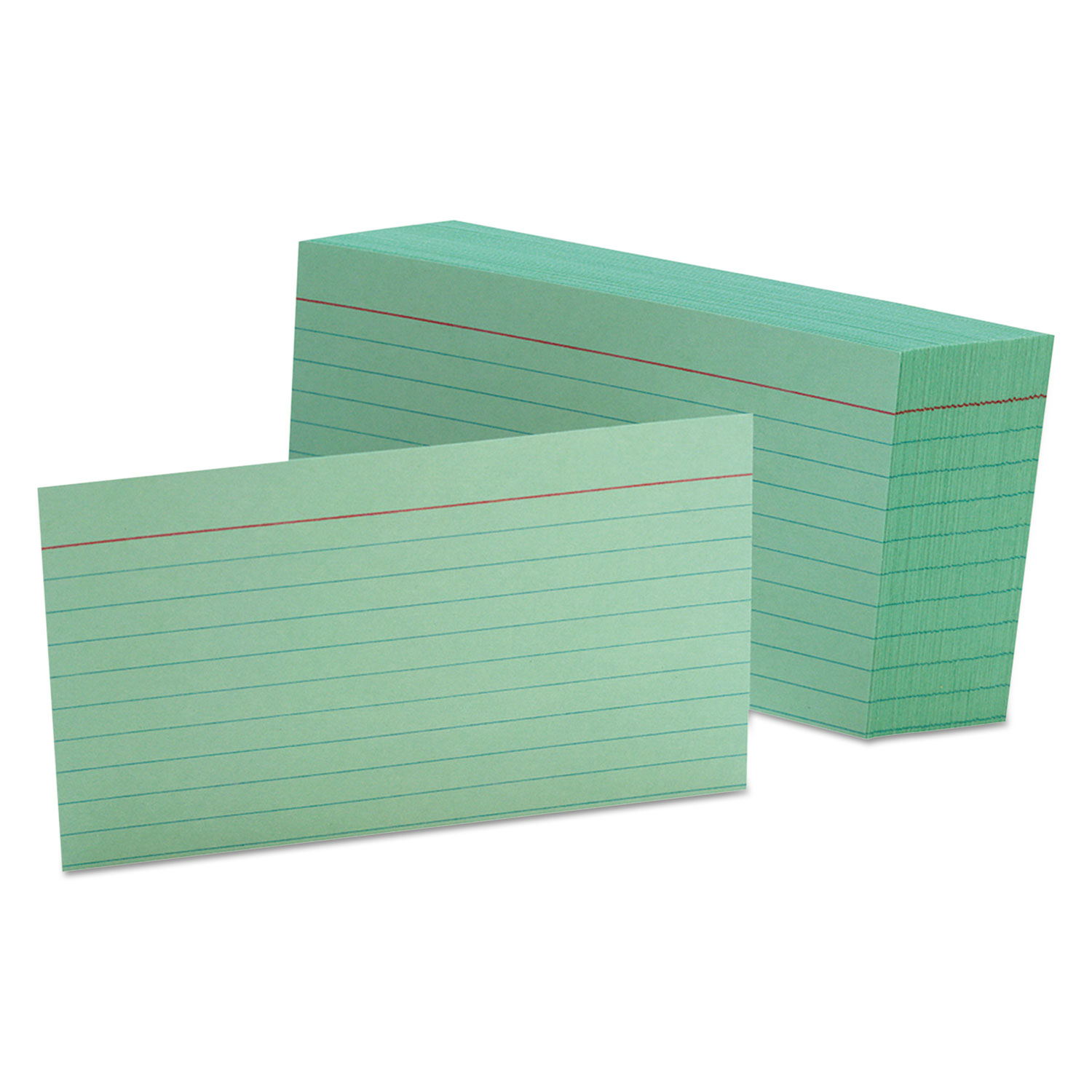 Ruled Index Cards, 3 x 5, Green, 100/Pack