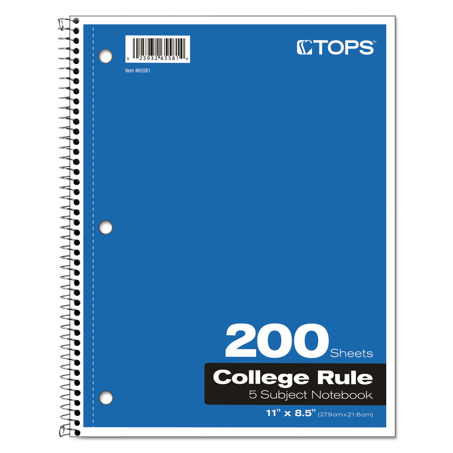 Coil Lock Wirebound Notebooks, College/Medium, 11 x 8 1/2, White, 200 Sheets