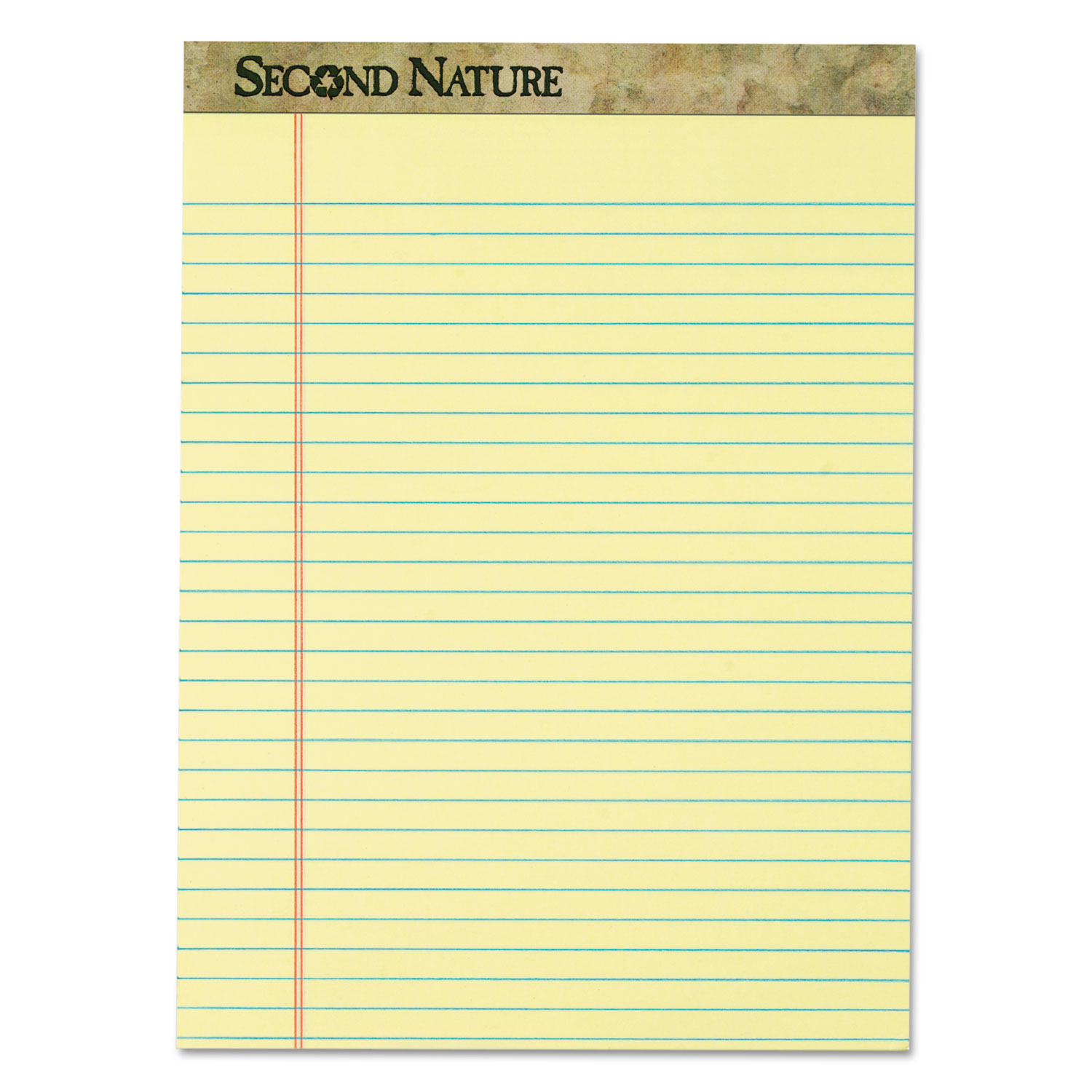 Second Nature Recycled Pads, 8 1/2 x 11 3/4, Canary, 50 Sheets, Dozen