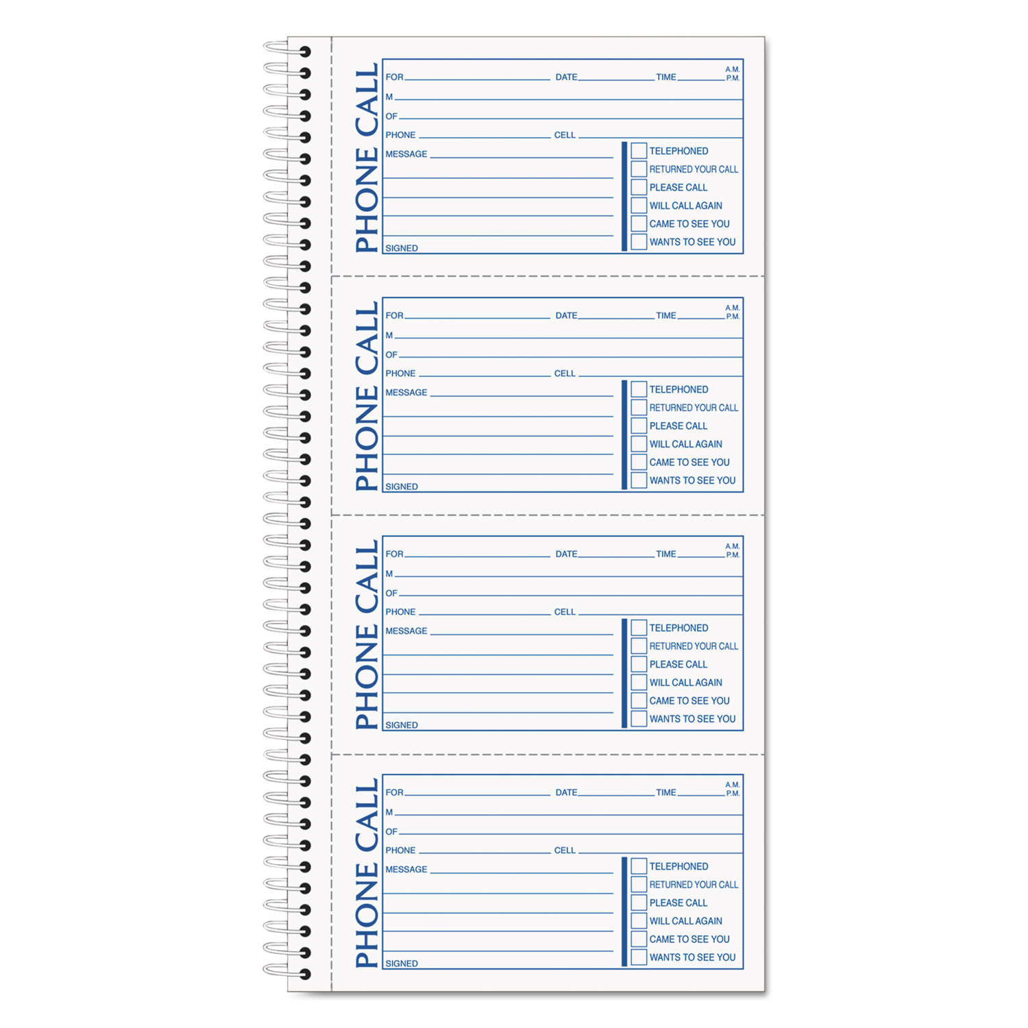  TOPS 4003 Spiralbound Message Book, 2 3/4 x 5, Two-Part Carbonless, 400/Book (TOP4003) 