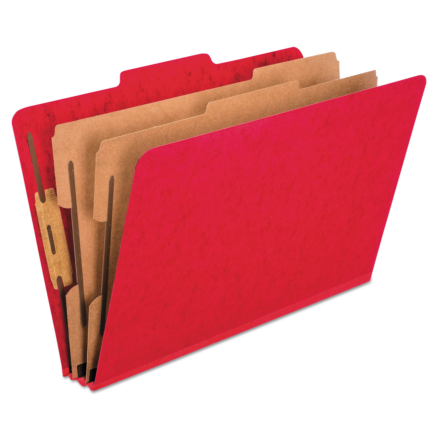 Six-Section Colored Classification Folders, Legal, 2/5 Tab, Scarlet, 10/Box