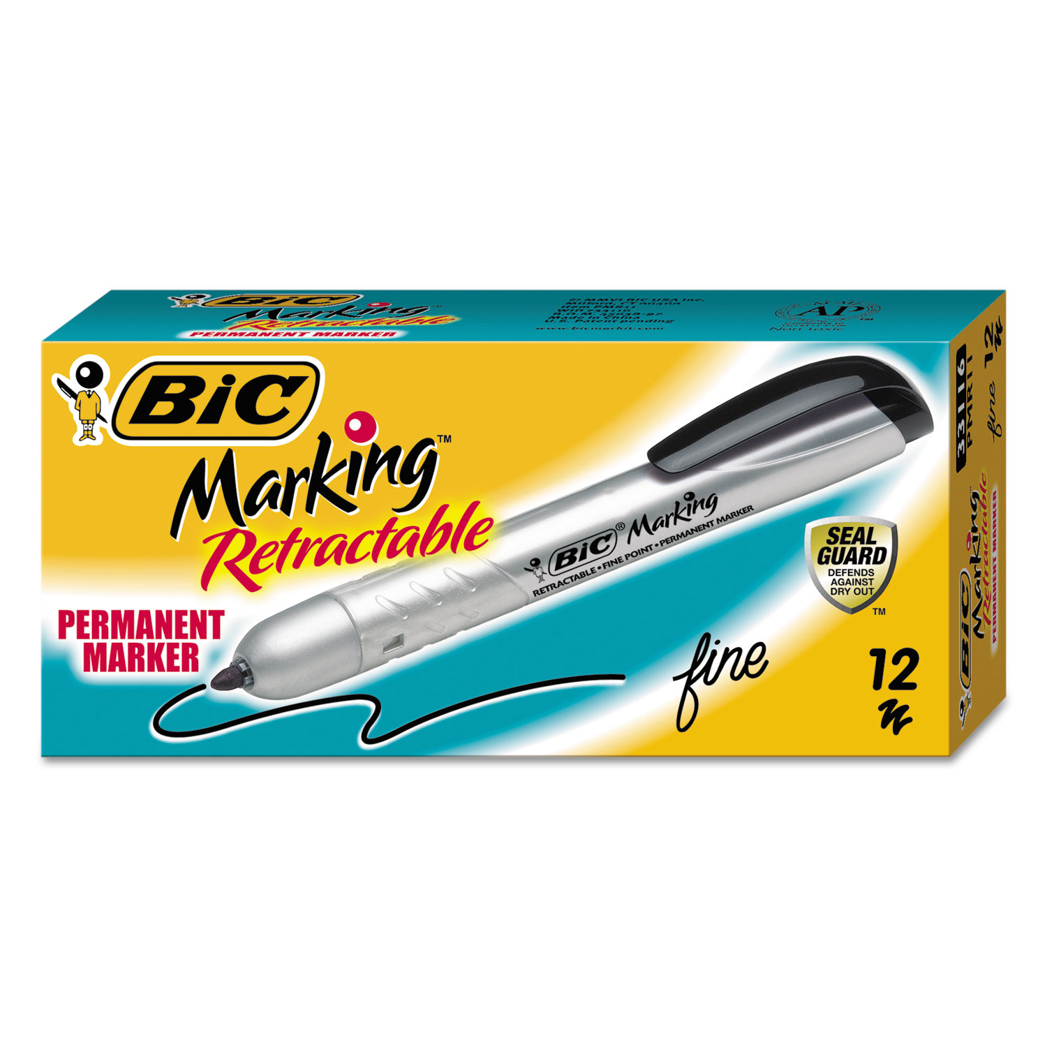  BIC PMR11-BK Intensity Retractable Permanent Marker, Fine Bullet Tip, Black, Dozen (BICPMR11BK) 