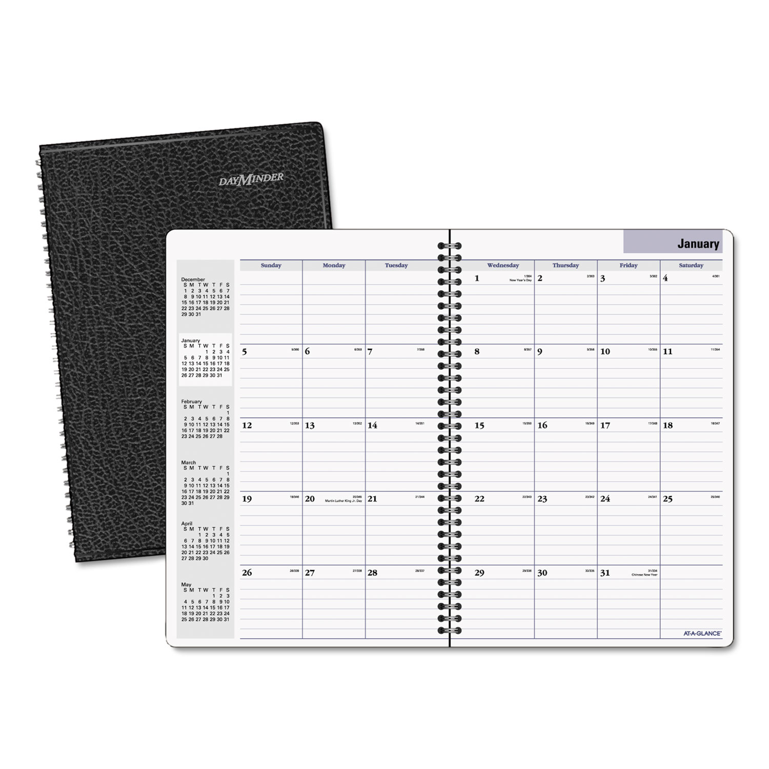 Monthly Planner, 7 7/8 x 11 7/8, Black Two-Piece Cover, 2017-2019