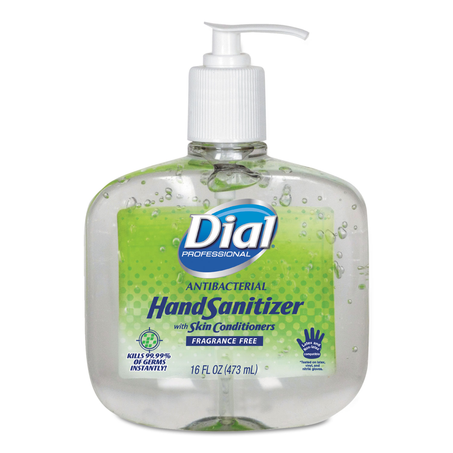  Dial Professional DIA 00213 Antibacterial Gel Hand Sanitizer w/Moisturizers, 16oz Pump, Fragrance-Free, 8/Ct (DIA00213) 