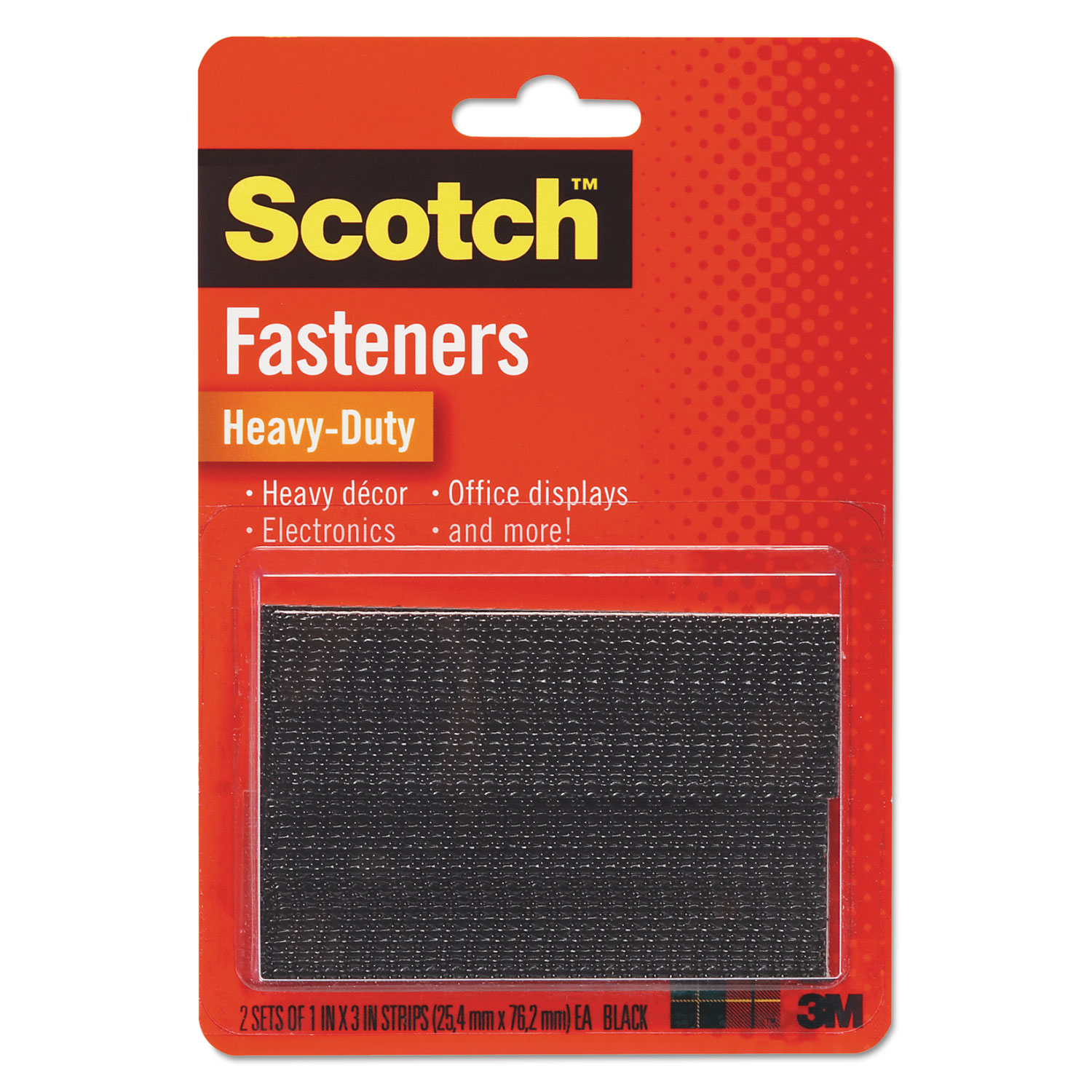  Scotch RFD7091 Heavy-Duty All-Weather Fasteners, 1 x 3, Black, 2/Pack (MMMRFD7091) 