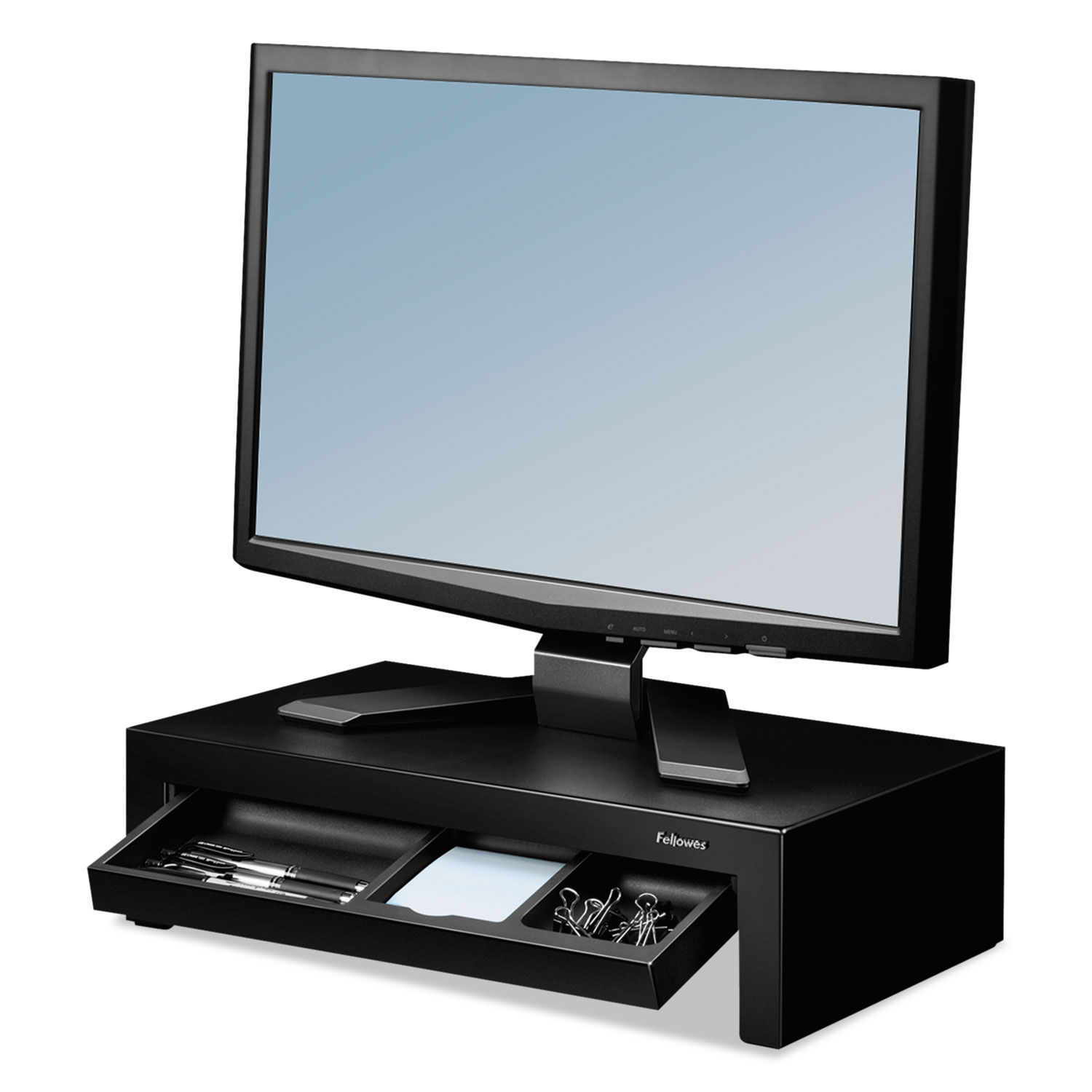  Fellowes 8038101 Adjustable Monitor Riser with Storage Tray, 16 x 9 3/8 x 6, Black Pearl (FEL8038101) 