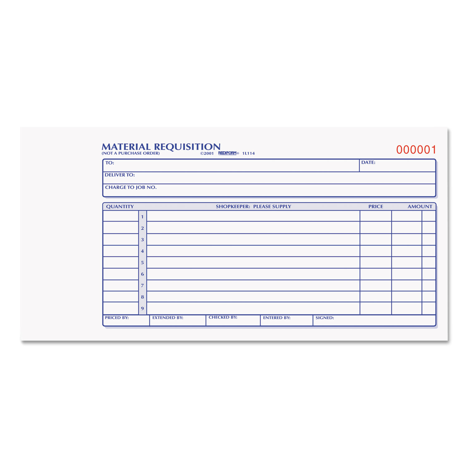  Rediform 1L114 Material Requisition Book, 7 7/8 x 4 1/4, Two-Part Carbonless, 50-Set Book (RED1L114) 