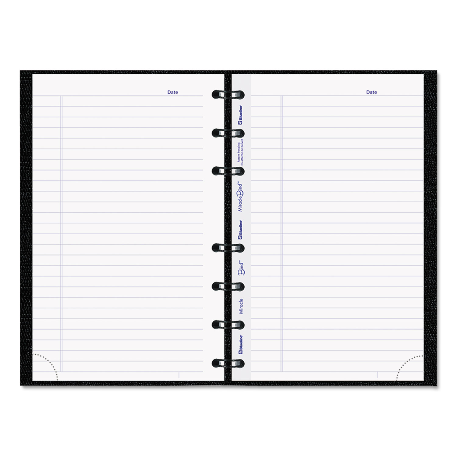 Blueline® MiracleBind Notebook, 1 Subject, Medium/College Rule, Black Cover, 8 x 5, 75 Sheets