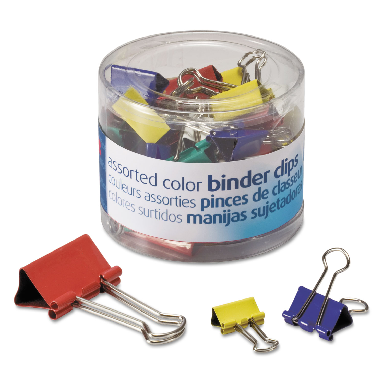 Binder Clips, Metal, Assorted Colors/Sizes, 30/Pack