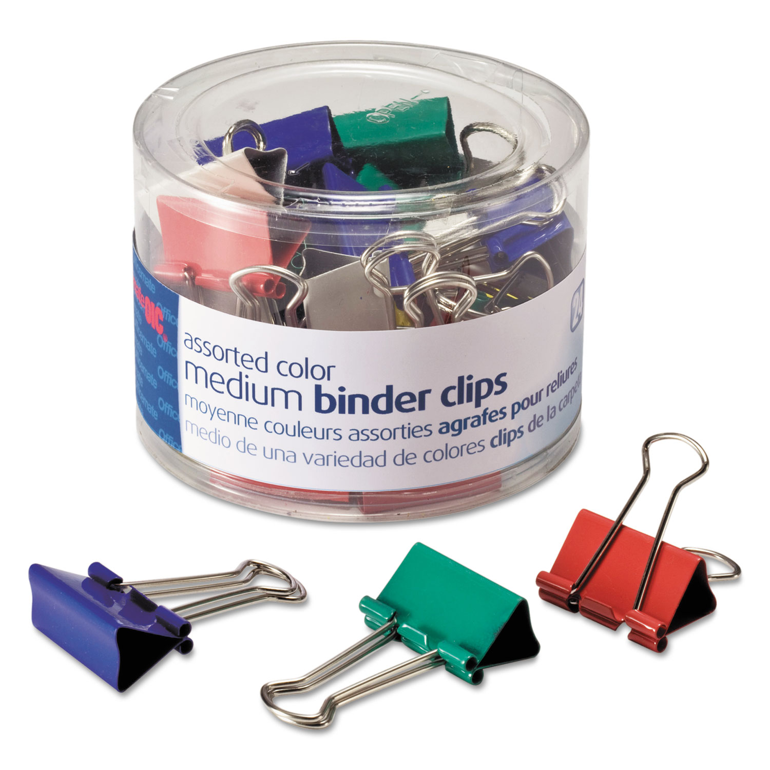 Officemate OIC-31029 Assorted Colors Binder Clips, Medium, 24/Pack (OIC31029) 