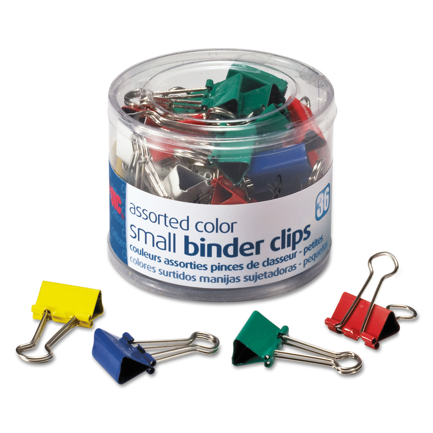 Binder Clips, Metal, 3/4, Assorted Colors, 36/Pack