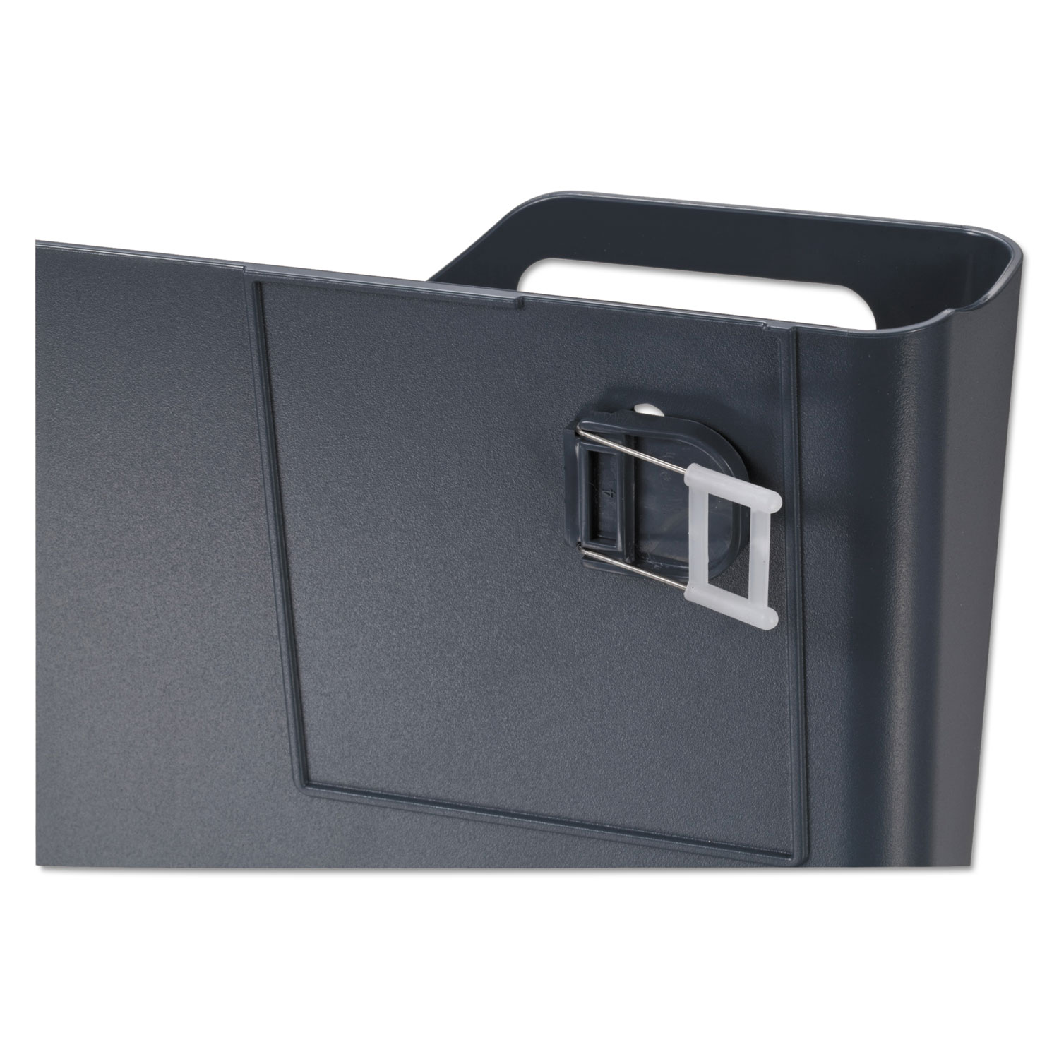 Universal® Recycled Plastic Cubicle Triple File Pocket, Cubicle Pins Mount,  13.5 x 4.75 x 28, Charcoal
