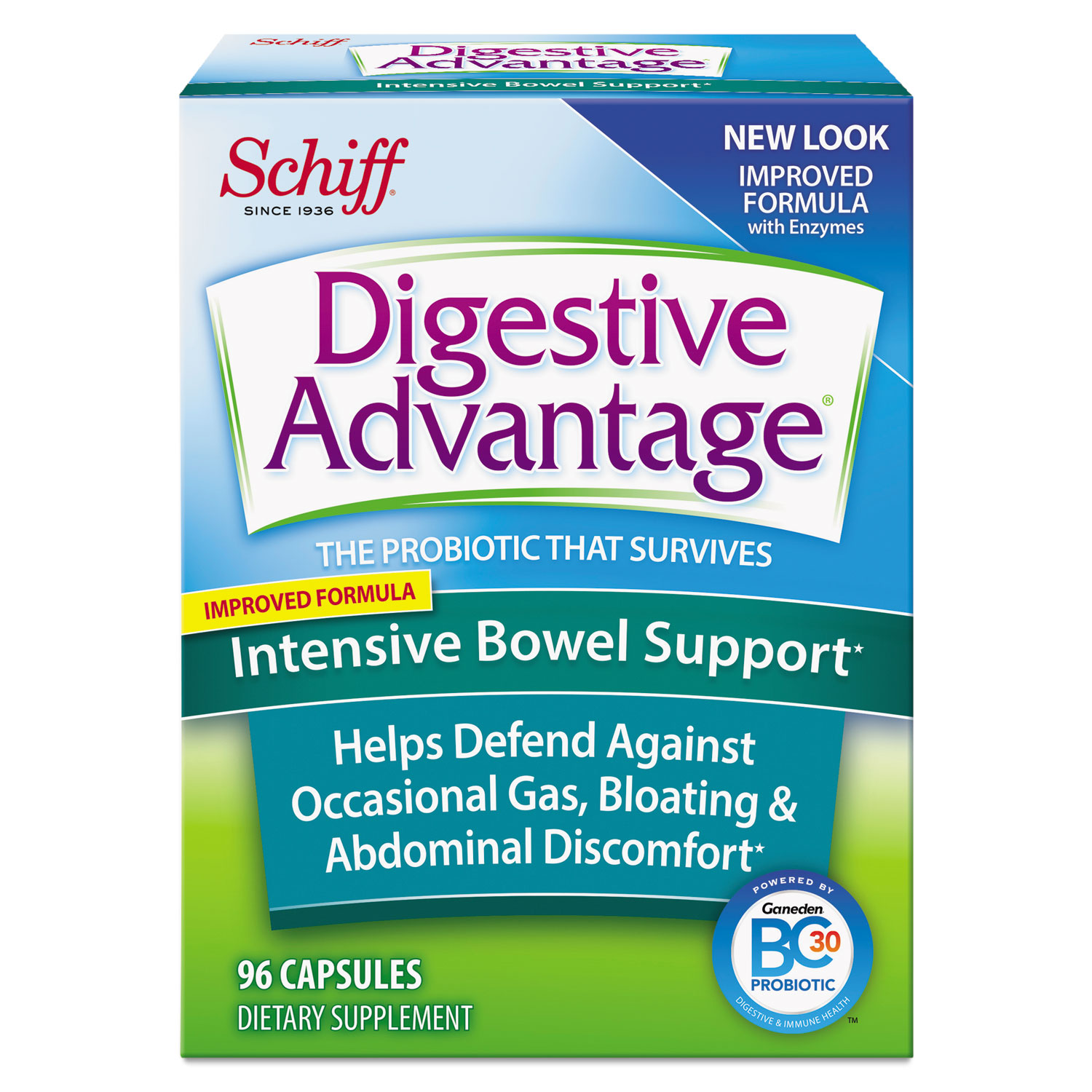  Digestive Advantage 15066-00117 Probiotic Intensive Bowel Support Capsule, 96 Count, 36/Carton (DVA00117DA) 