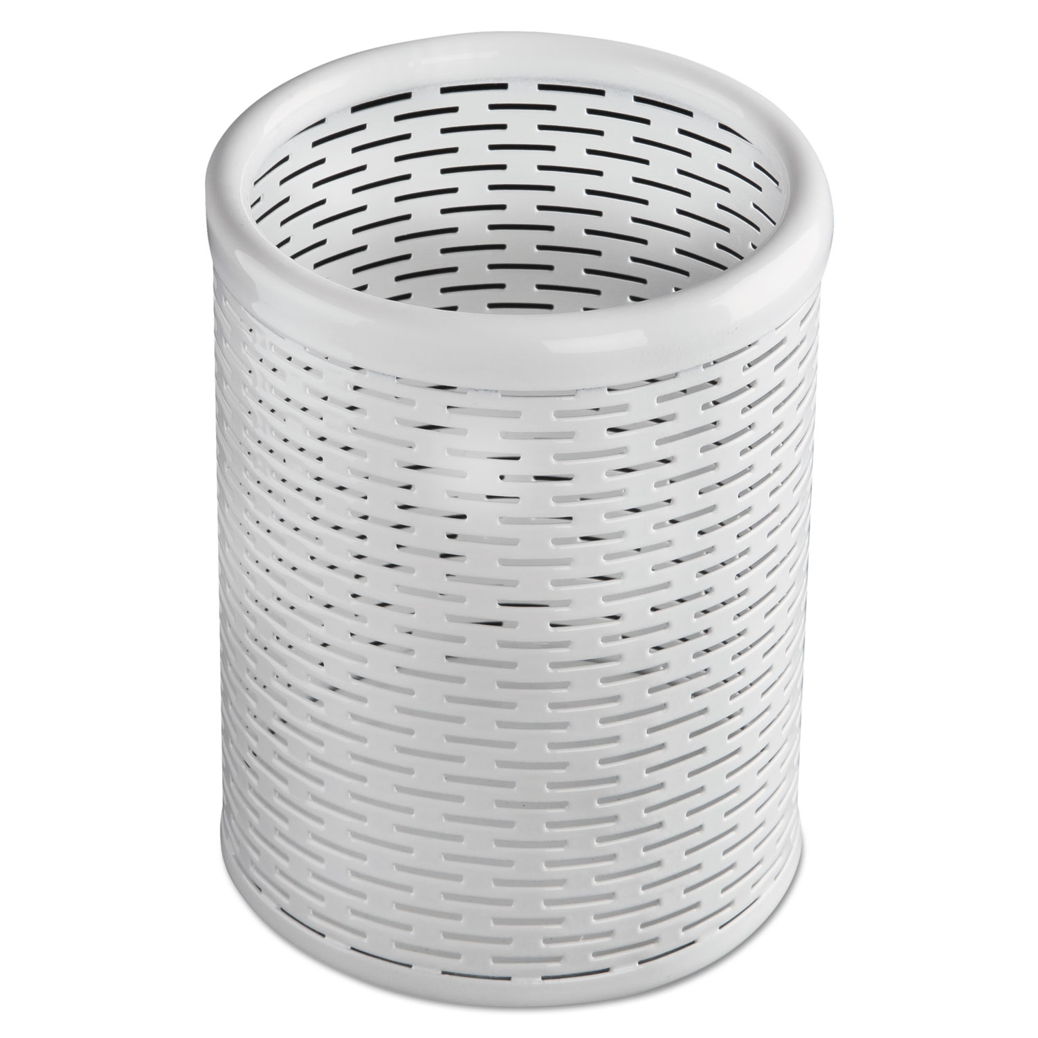 Urban Collection Punched Metal Pencil Cup, 3 1/2 x 4 1/2, White