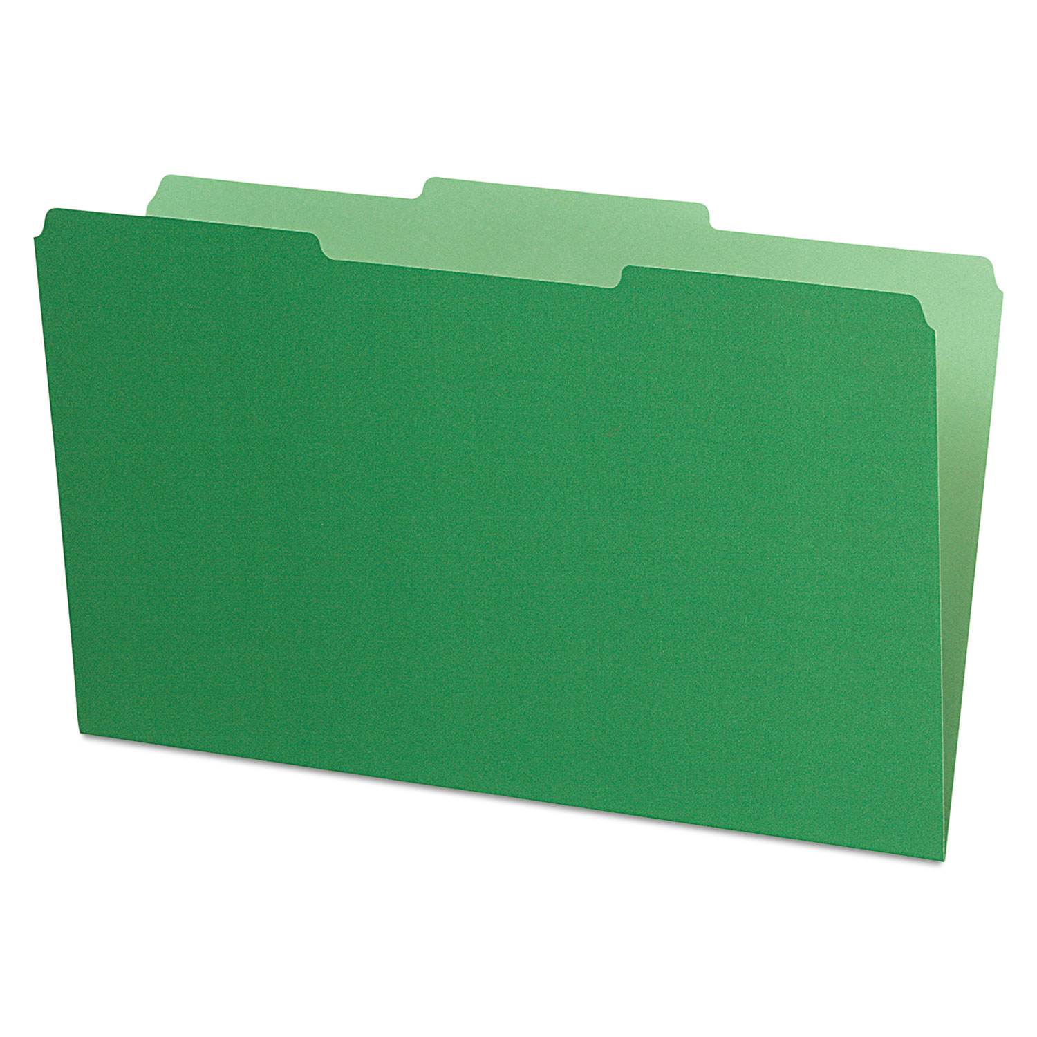 Interior File Folders, 1/3 Cut Top Tab, Legal, Green, 100/Box