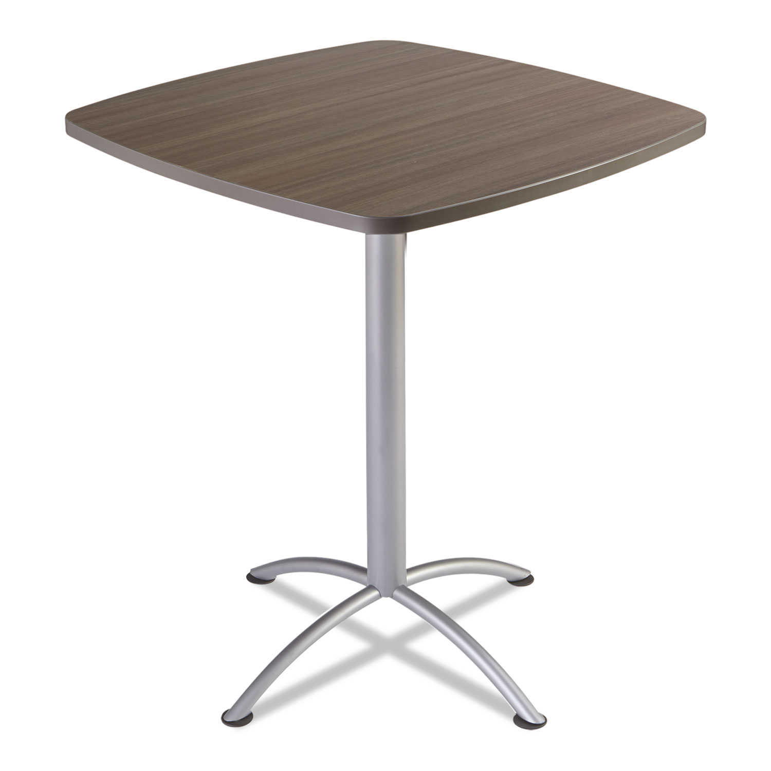 iLand Table, Contour, Square Bistro Style, 36 x 36 x 42, Natural Teak/Silver