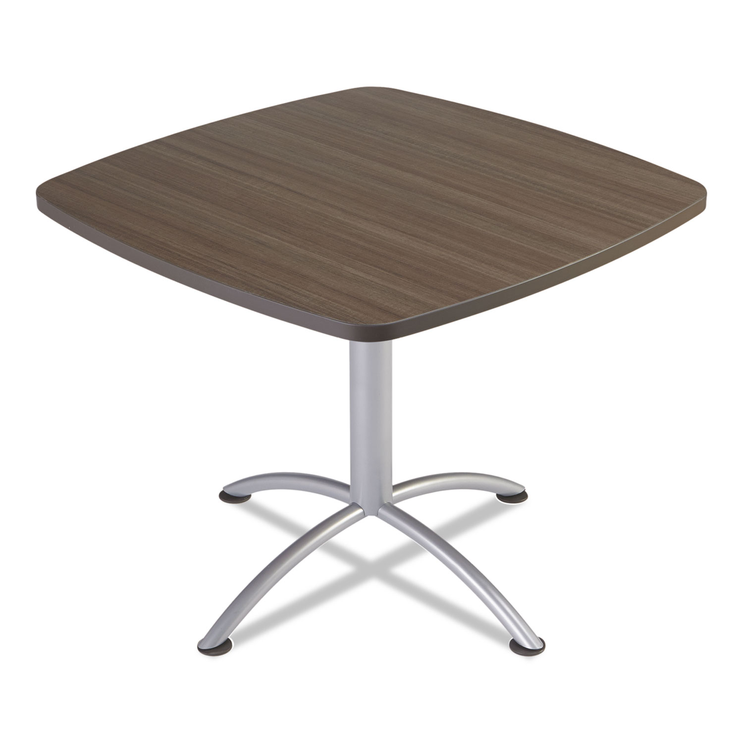 iLand Table, Contour, Square Seated Style, 36 x 36 x 29, Natural Teak/Silver