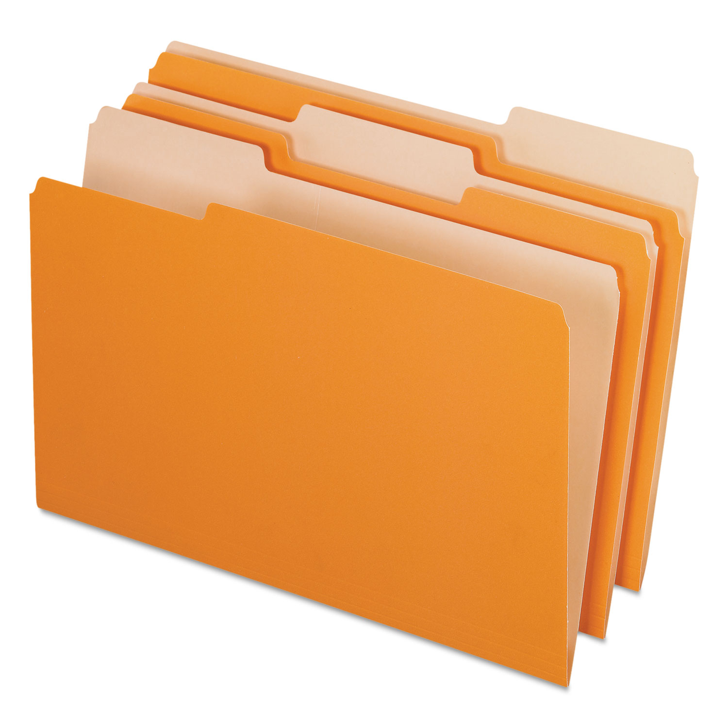 Interior File Folders, 1/3 Cut Top Tab, Legal, Orange, 100/Box