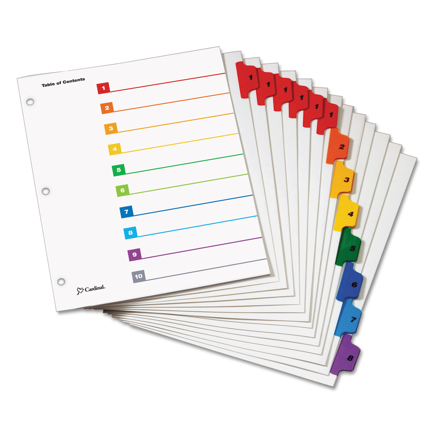  Cardinal 60828 OneStep Printable Table of Contents and Dividers, 8-Tab, 1 to 8, 11 x 8.5, White, 6 Sets (CRD60828) 