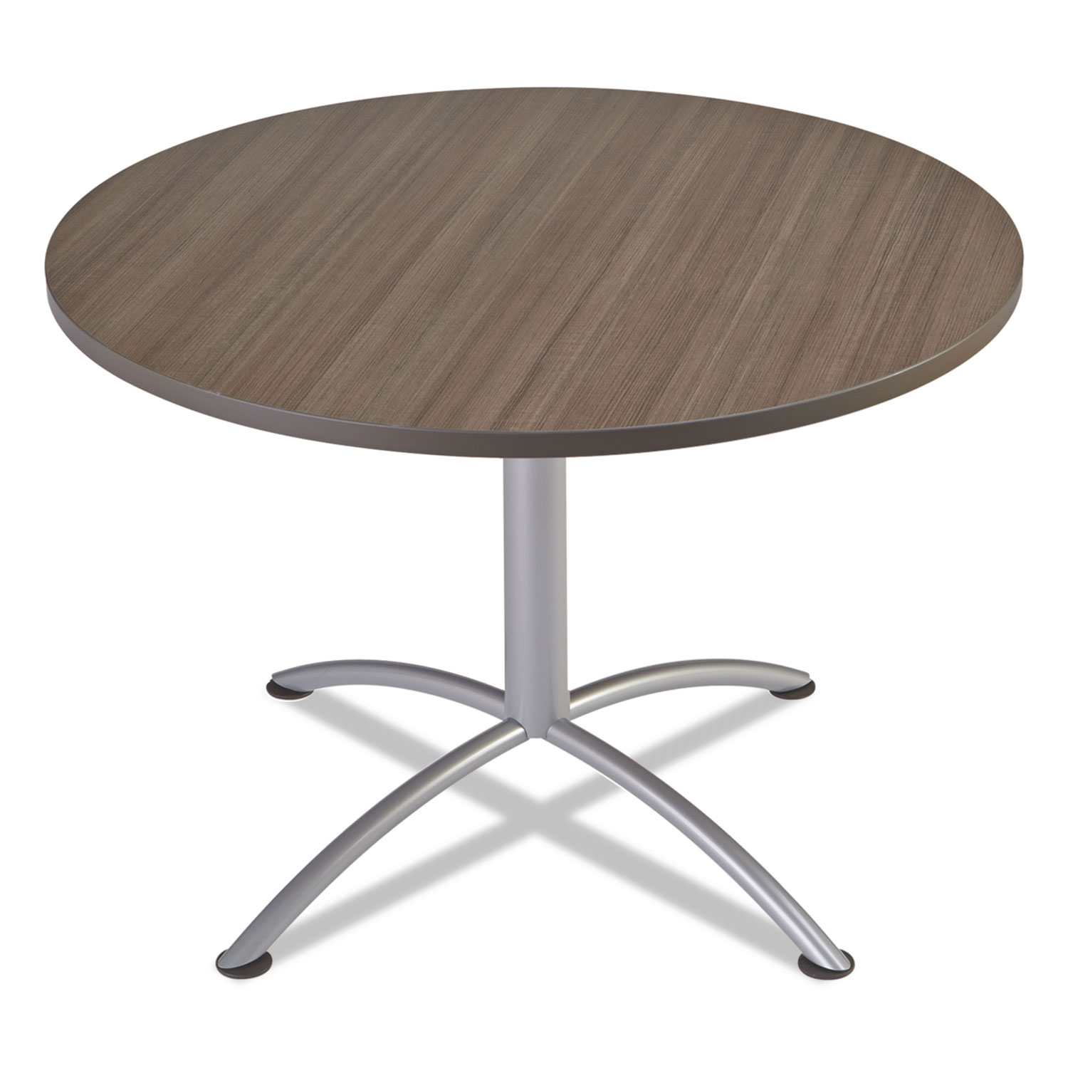 iLand Table, Contour, Round Seated Style, 42 dia. x 29, Natural Teak/Silver