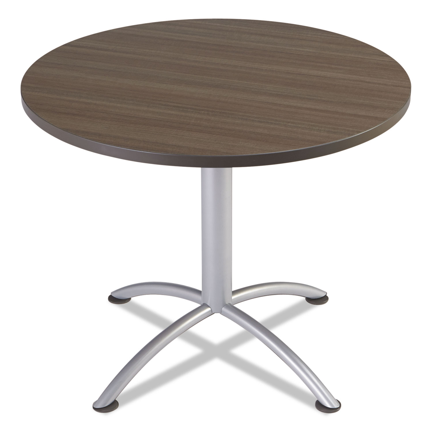 iLand Table, Contour, Round Seated Style, 36 dia. x 29, Natural Teak/Silver