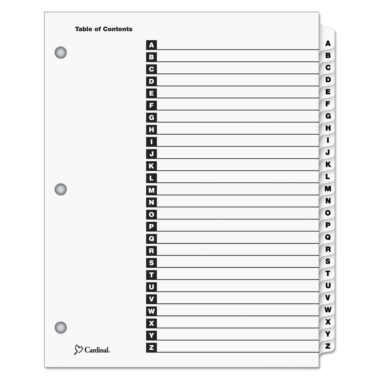  Cardinal 60213 OneStep Printable Table of Contents and Dividers, 26-Tab, A to Z, 11 x 8.5, White, 1 Set (CRD60213) 