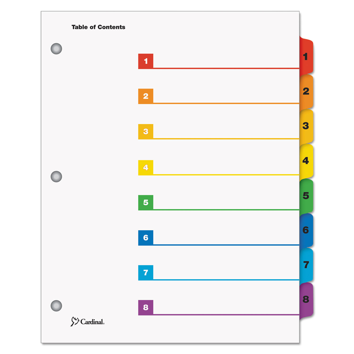  Cardinal 60818 OneStep Printable Table of Contents and Dividers, 8-Tab, 1 to 8, 11 x 8.5, White, 1 Set (CRD60818) 