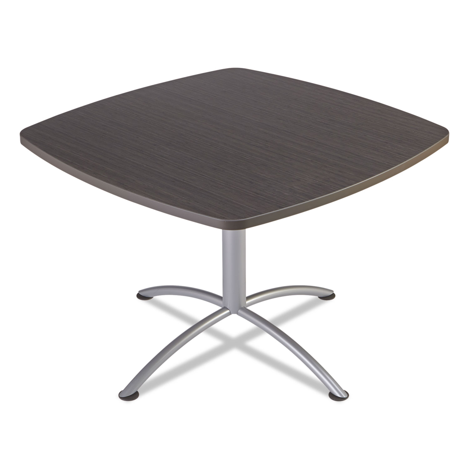 iLand Table, Contour, Square Seated Style, 42 x 42 x 29, Gray Walnut/Silver