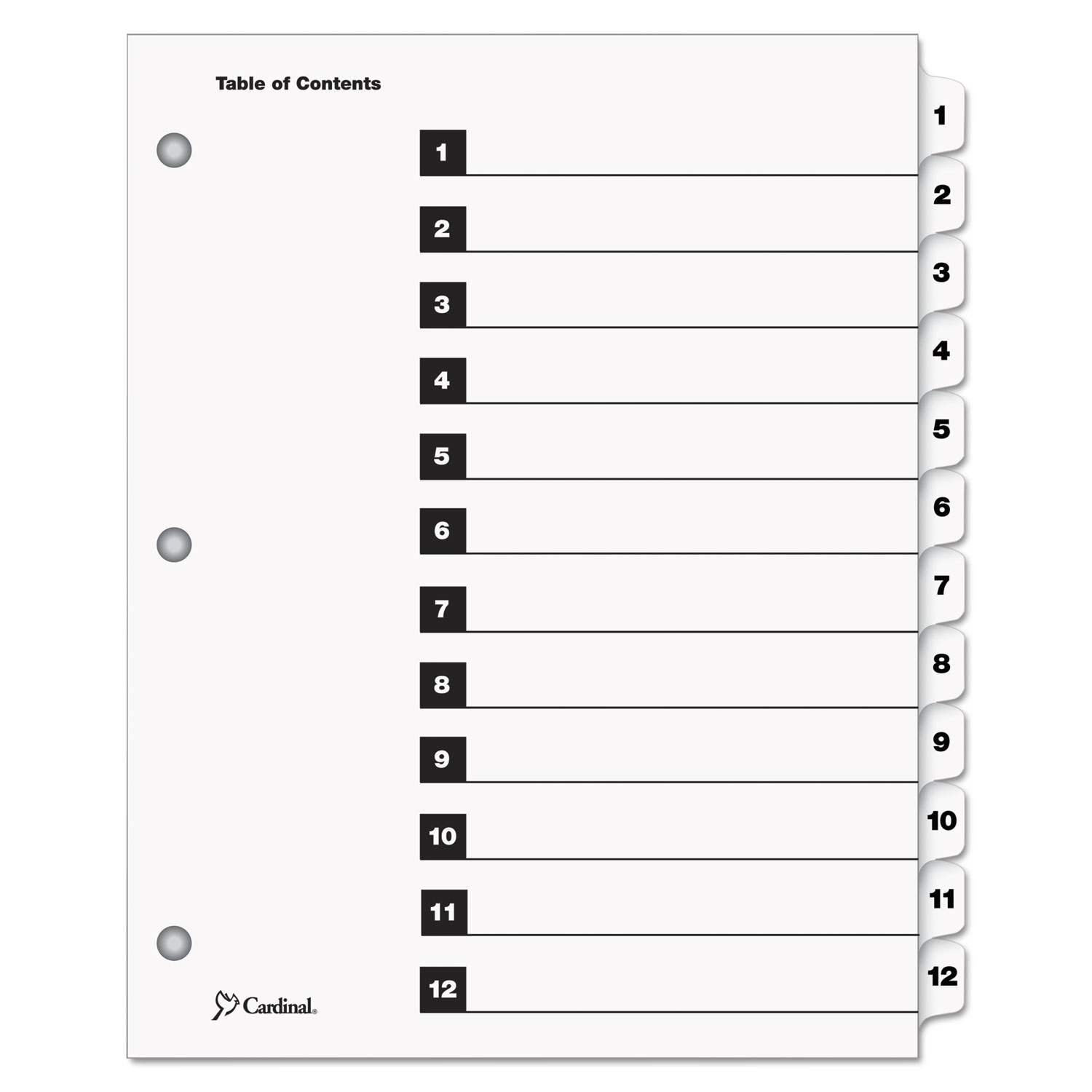  Cardinal 61213 OneStep Printable Table of Contents and Dividers, 12-Tab, 1 to 12, 11 x 8.5, White, 1 Set (CRD61213) 