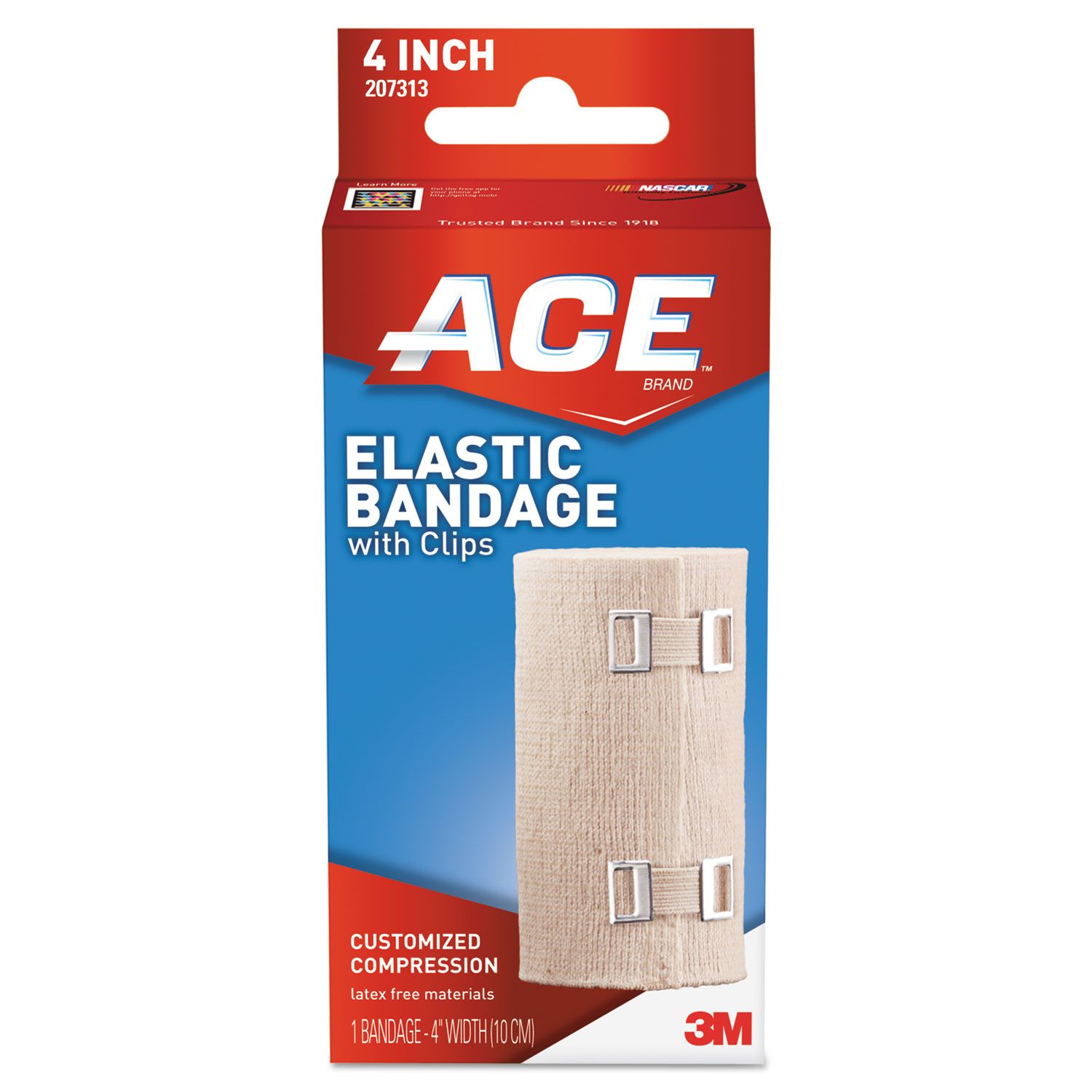 ACE 207313 Elastic Bandage with E-Z Clips, 4 x 64 (MMM207313) 