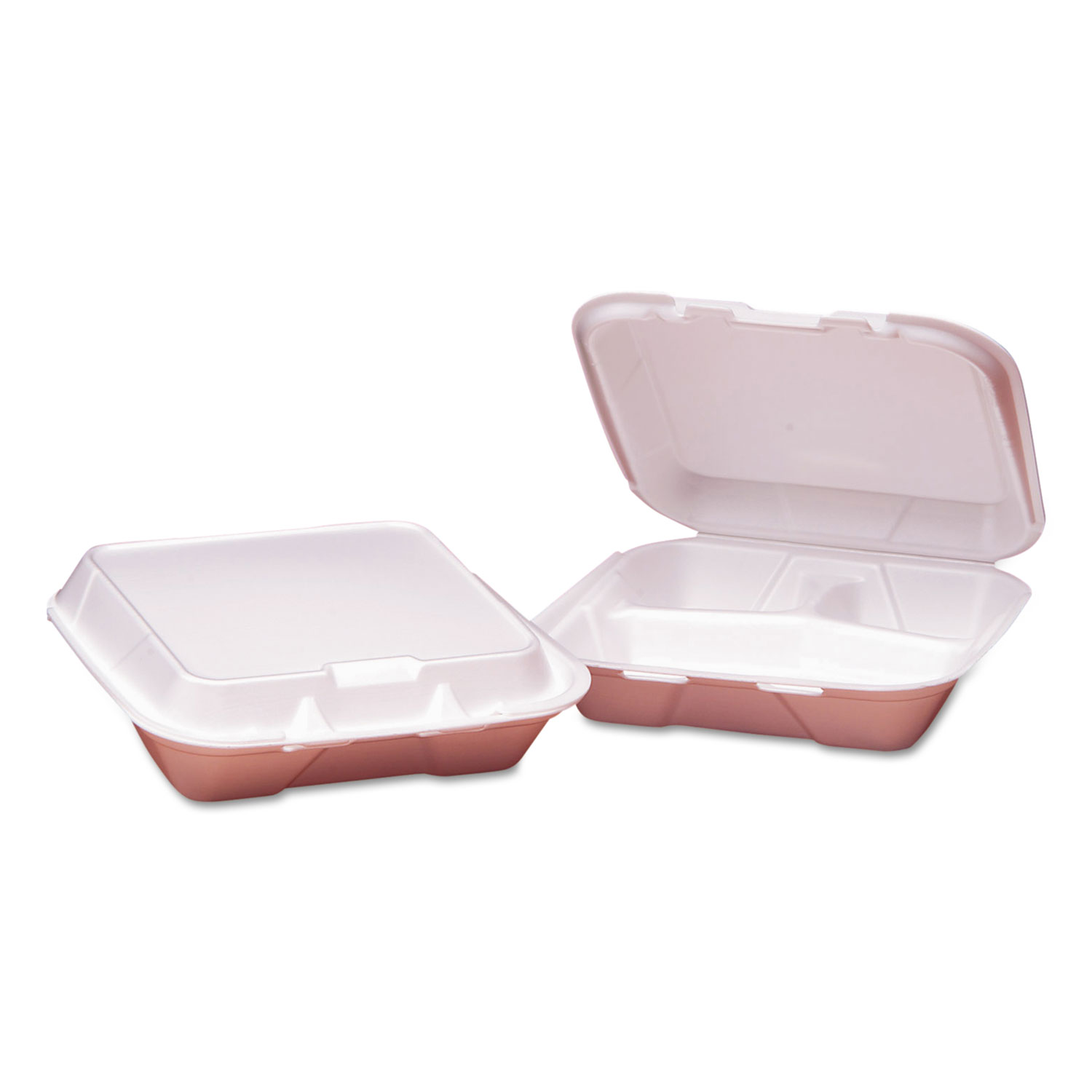  GEN SN223VW-H-0183400 Foam Hinged Carryout Containers, 3-Compartment, Small, White, 100/PK, 2 PK/CT (GENHINGEDS3) 