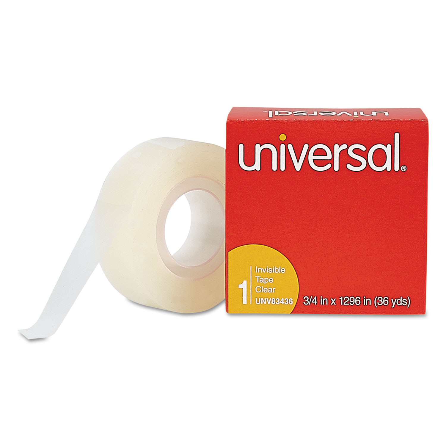 Invisible Tape, 3/4 x 1296, 1 Core, Clear, 12/Pack